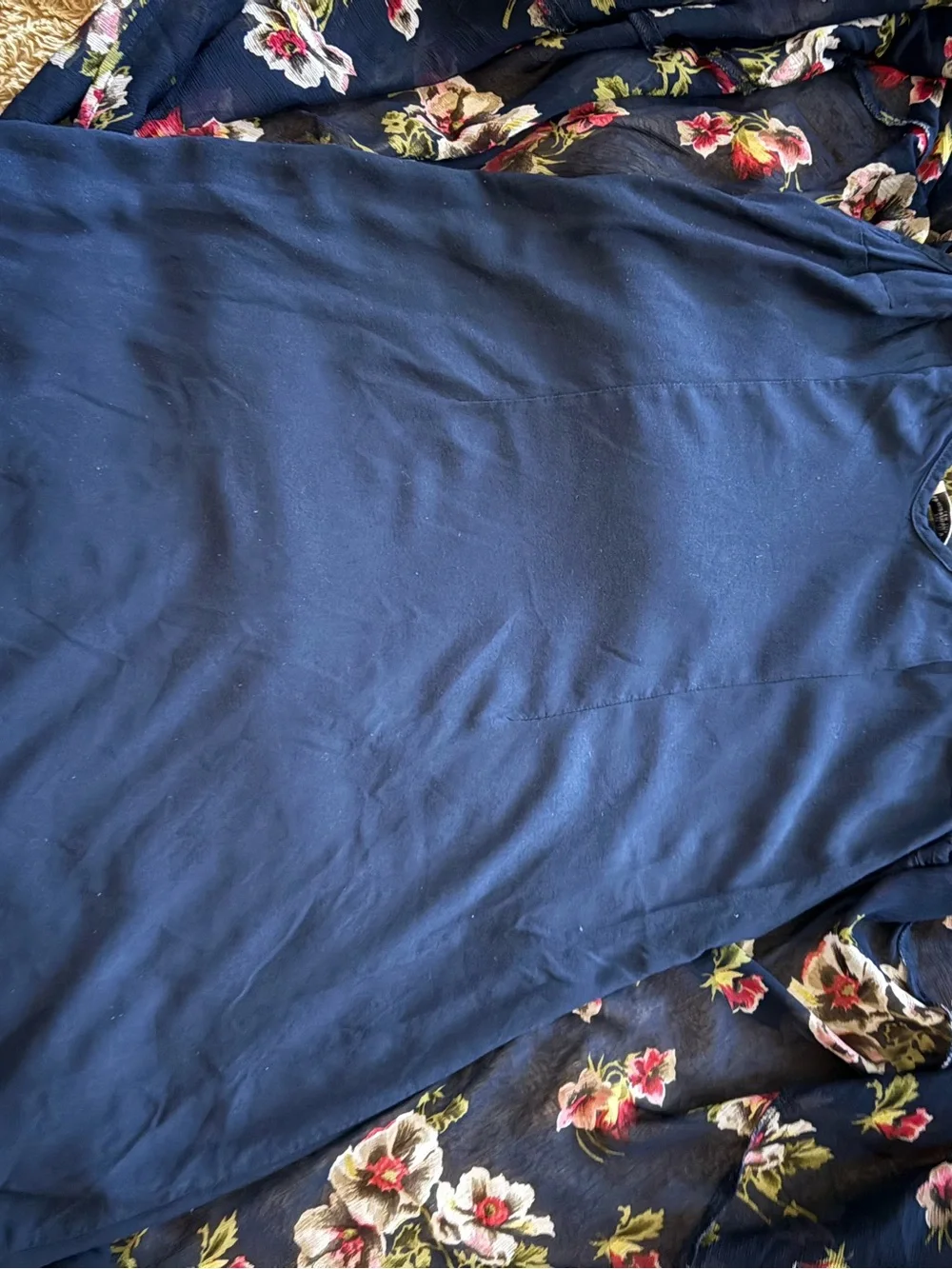 Abercrombie & Fitch Navy Floral Maxi Dress V- Neck, Flutter Sleeves, Waist Tie